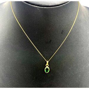 14k Gold Filled Faux Faceted Gem Pendant Chain Choker Necklace 15 Inches